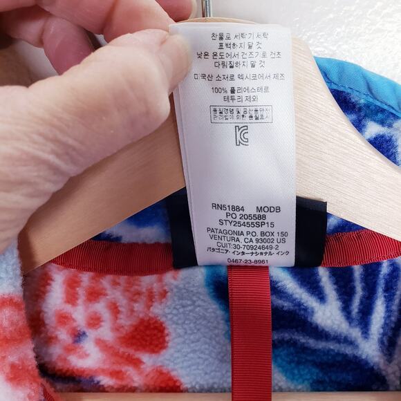PATAGONIA SYNCHILLA Women's M Blue Floral Hawaiian Manoa Fleece 1/4 Snap Jacket - Picture 4 of 11